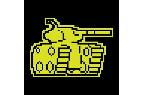 Pixel silhouette icon, combat army track tank with long barrel for firing p.. Stock Illustration