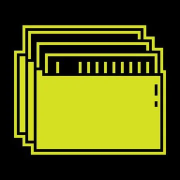 Pixel silhouette icon of computer data archive with. Storage and sending la.. Illustrazione stock