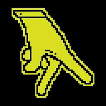 Pixel silhouette icon. Human hand shows hitting the ball. Gesture of playin.. Stock Illustration