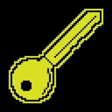Pixel silhouette icon. Key to lock front door of residential building or of.. Ilustración de archivo