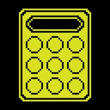 Pixel silhouette icon. Learning tools. Calculation of finances and accurate.. Stock Illustration