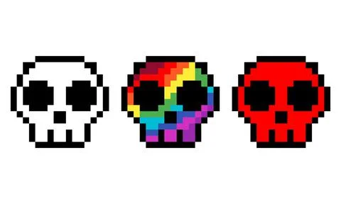 Pixel skull set image. Vector Illustration of pixel art. 스톡 일러스트