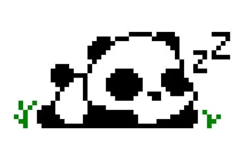 Pixel sleeping panda image. Vector Illustration of pixel art. Stock Illustration