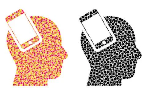 Pixel Smartphone Head Integration Mosaic Icons Ilustração Stock