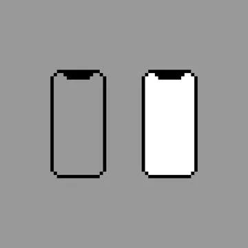 Pixel smartphone mockup. Modern electronic gadget with stylish retro 8bit design Illustration