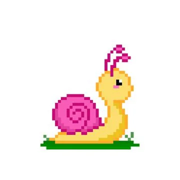 Pixel snail image. Vector illustration of a cross stitch pattern. Stock Illustration