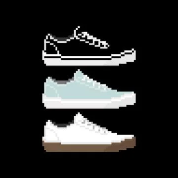 Pixel sneakers icon. Stock Illustration