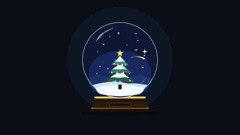 Pixel snow globe animation with christmas tree and falling snow flakes Stock Footage 346552826