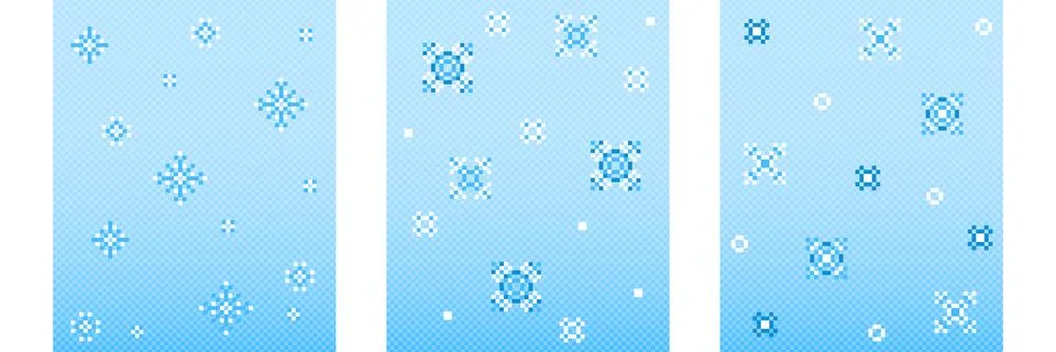 Pixel snow patterns set 스톡 일러스트