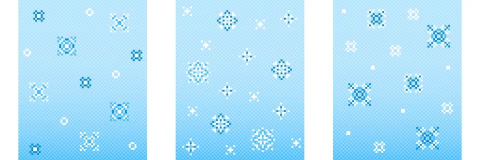 Pixel snow patterns set Stock Illustration