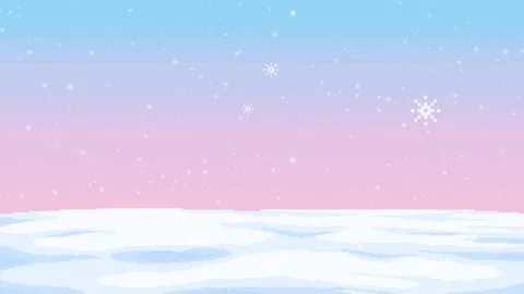 Pixel Snowfall Winter Background Loop Stock Footage 321862302