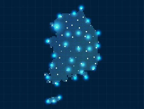 Pixel South Korea map Stock Illustration