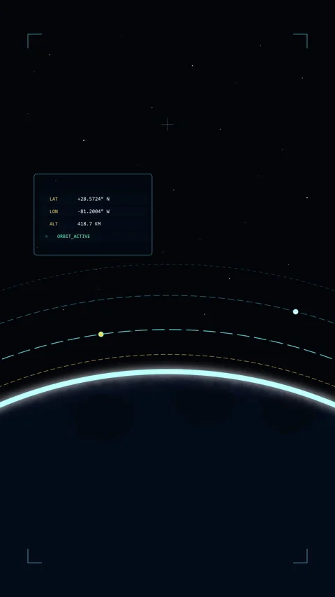 Pixel space animation with planet, orbits, stars, hud and dark mood Stock Footage 346552927