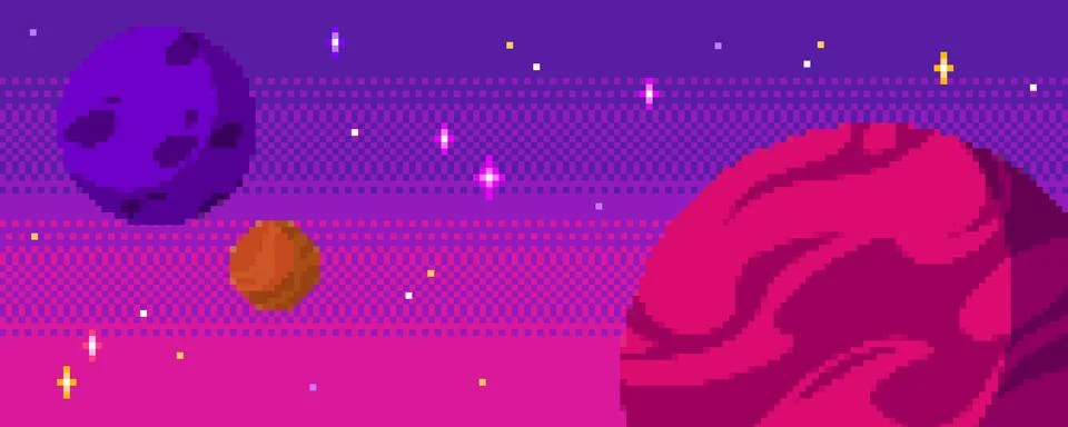 Pixel space background set Stock Illustration