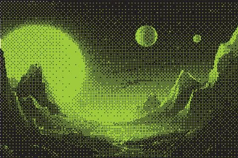 Pixel space background, vector bitmap game alien planet surface Stock Illustration