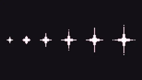 Pixel sparkle star set retro game effects イラスト素材