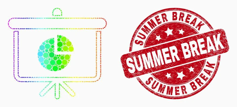 Pixel spectral pie chart demonstration board mosaic pictogram and Summer Brea Stock Illustration