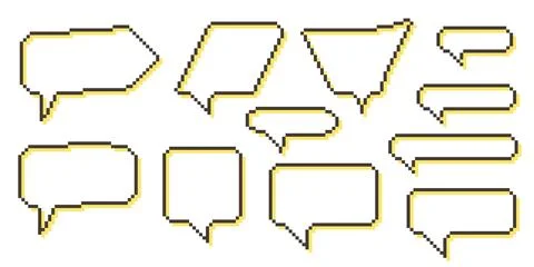 Pixel speech bubble Collection chart dialogue boxes. Retro Stock Illustration