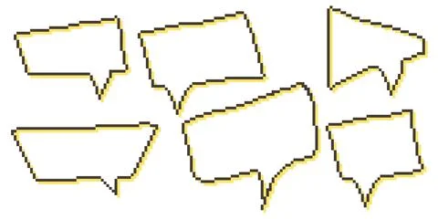 Pixel speech bubble Collection chart dialogue boxes. Retro Stock Illustration