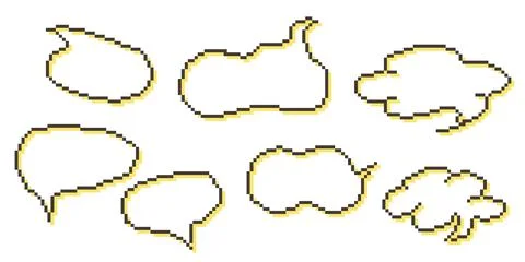 Pixel speech bubble Collection chart dialogue boxes. Retro Illustrazione stock