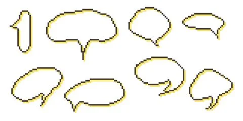 Pixel speech bubble Collection chart dialogue boxes. Retro Stock Illustration