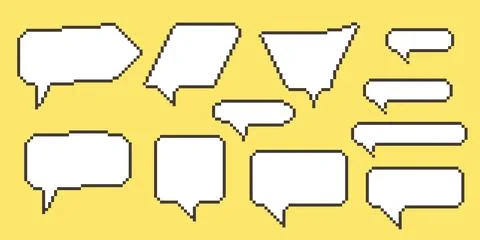 Pixel speech bubble Collection chart dialogue boxes. Retro Stock Illustration
