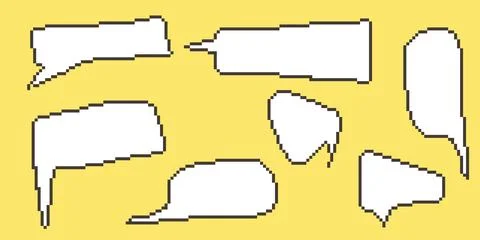 Pixel speech bubble Collection chart dialogue boxes. Retro Stock Illustration