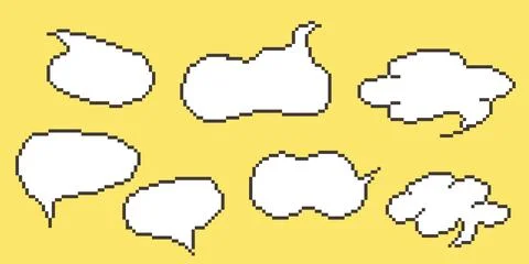 Pixel speech bubble Collection chart dialogue boxes. Retro Stock Illustration