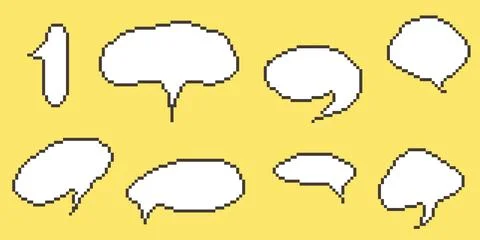 Pixel speech bubble Collection chart dialogue boxes. Retro Stock Illustration