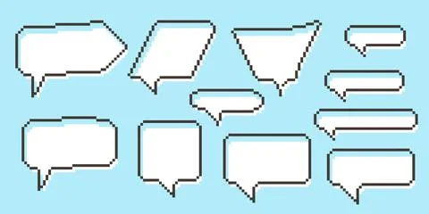 Pixel speech bubble Collection chart dialogue boxes. Retro Illustration