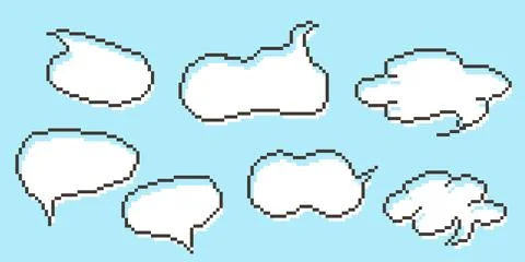 Pixel speech bubble Collection chart dialogue boxes. Retro Illustration