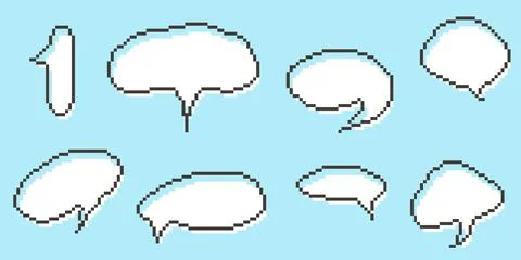 Pixel speech bubble Collection chart dialogue boxes. Retro Stock Illustration