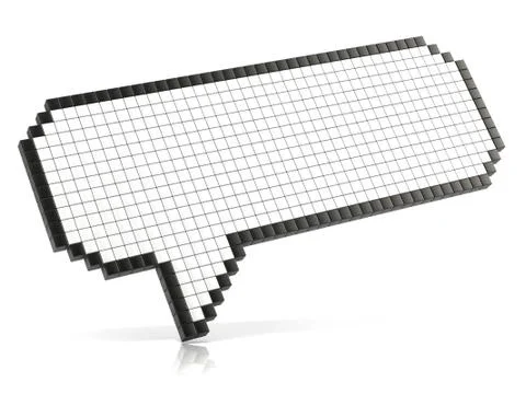 Pixel speech bubble made of glossy cubes. 3D Stock Illustration