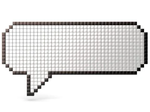 Pixel speech bubble made of glossy cubes. 3D Illustrazione stock