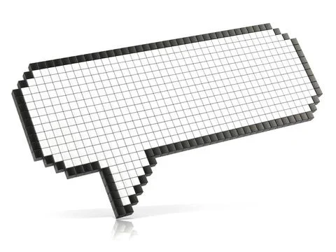 Pixel speech bubble made of glossy cubes. 3D Pixel speech bubble made of g... Stock Photos