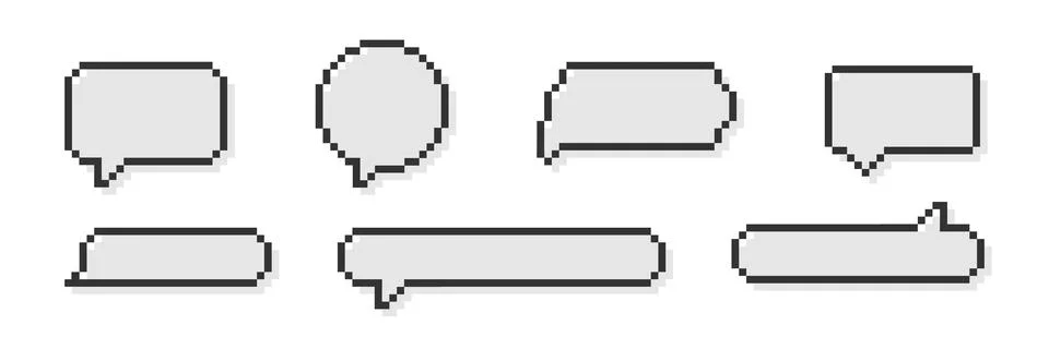 Pixel speech bubble set icon. Retro 8-bit balloon. Vector  isolated illustr.. Stock Illustration