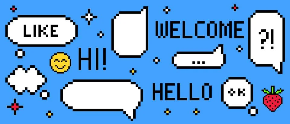 Pixel speech bubbles with y2k style elements 库存插图