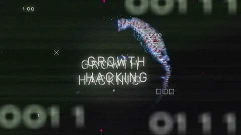 Pixel sphere forming and coalescing into rotating globe glitching GROWTH HACKING Video stock 312348460