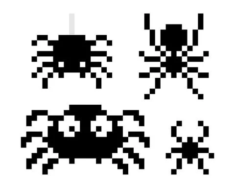 Pixel spider. Pixel art vector illustration. Stock Illustration