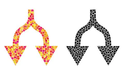 Pixel Split Arrows Down Mosaic Icons Illustrazione stock