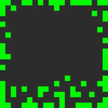 Pixel square Frame border in green on dark Background. Pixel Art Copy space Stock Illustration