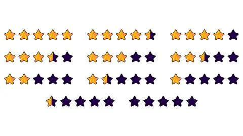 Pixel Star Rating Full Range Icons Set 스톡 일러스트