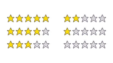 Pixel Star Rating Icons Zero To Five Illustration