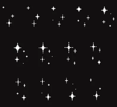 Pixel Star Sparkle Frames Retro Effect Set Stock Illustration