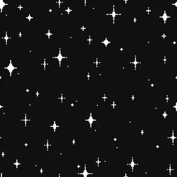 Pixel Star Sparkle Seamless Pattern Background Stock Illustration