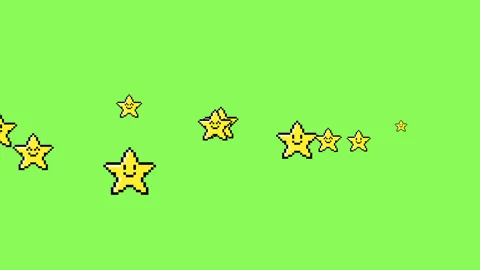 Pixel stars fly from left to right screen on green screen background. Stock Footage 327553595
