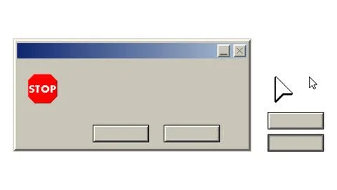 Pixel stop warning popup window interface set Stock Illustration