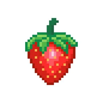 Pixel strawberry image. Vector illustration of cross stitch pattern. Stock Illustration