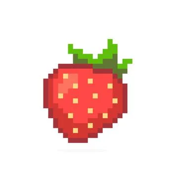 Pixel strawberry image. Vector Illustration of cross stitch. Illustrazione stock