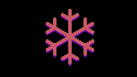 Pixel style colorful snowflake rotating on dark background Stock Footage 325684947